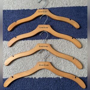 4 Bebe Wooden Top Hangers Original Authentic Rare HTF Vintage Bebe Top Hangers